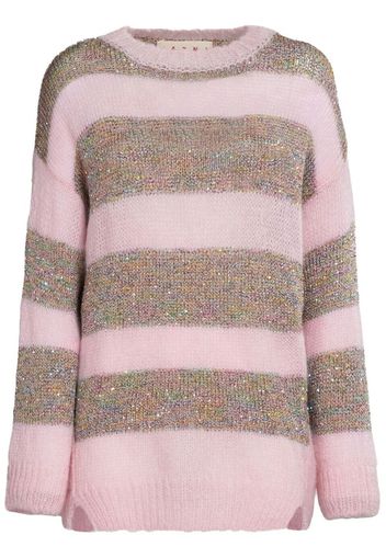 Marni sequin-embroidered stripe jumper - Rosa