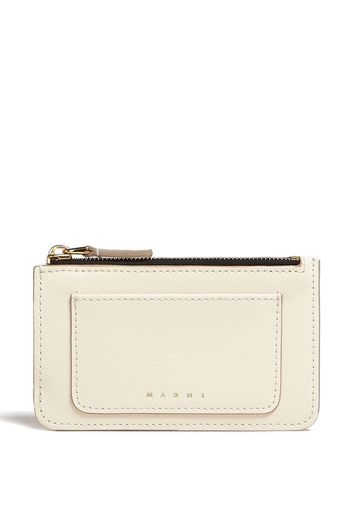 Marni logo-print leather card case - Weiß