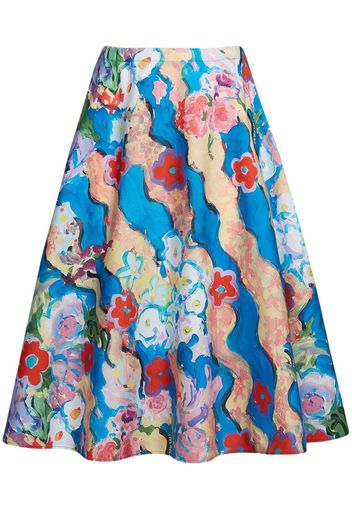 Marni A-Linien-Rock mit Blumen-Print - Blau