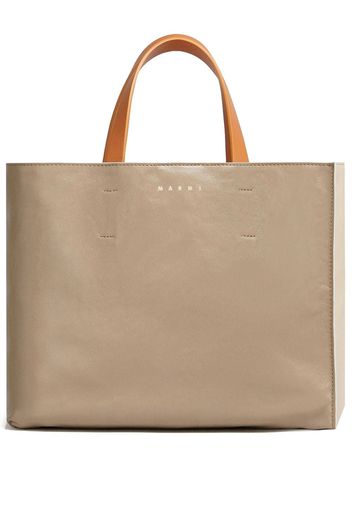 Marni logo print leather shoulder bag - Nude