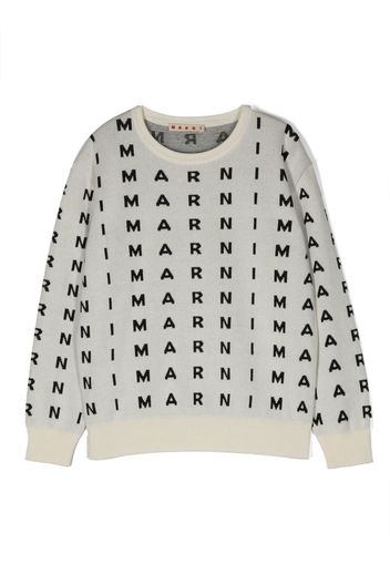 Marni Kids intarsia-knit logo jumper - Weiß