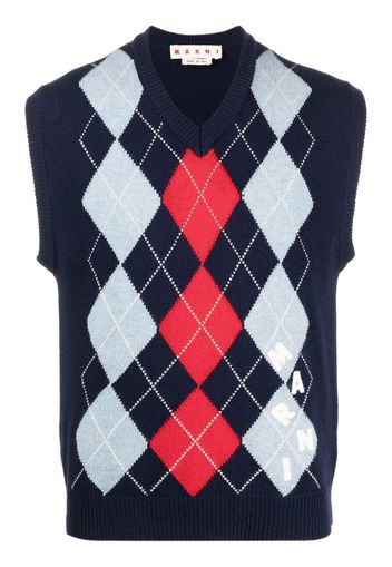 Marni intarsia-knit logo vest - Blau