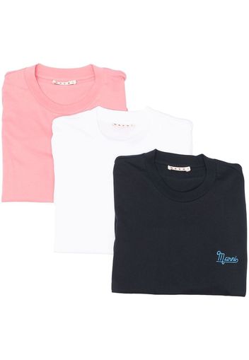 Marni three-pack embroidered-logo T-shirt - Rosa