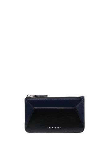 Marni logo-print leather card holder - Blau