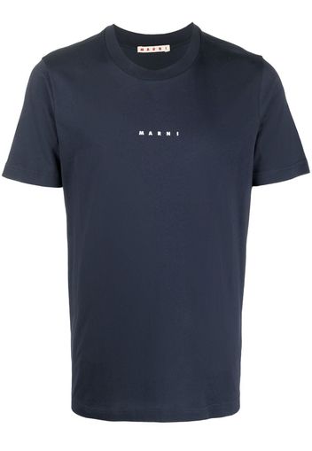 Marni logo-print cotton T-shirt - Blau