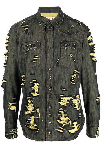 Marni distressed denim shirt - Schwarz