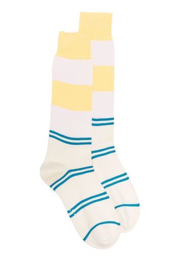 Marni stripe-pattern long socks - Nude