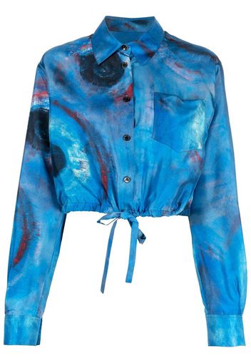 Marni graphic-print cropped shirt - Blau