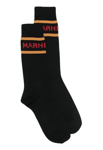Marni contrast-trim logo socks - Schwarz
