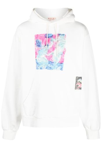 Marni logo-print hoodie - Weiß