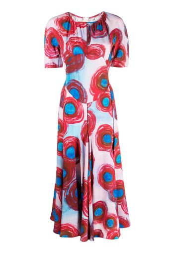 Marni abstract-print pleated midi dress - Rot