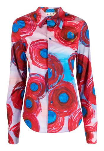 Marni graphic-print stretch-cotton shirt - Rot