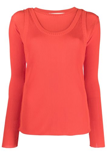 Marni layered-effect ribbed-knit jumper - Rot