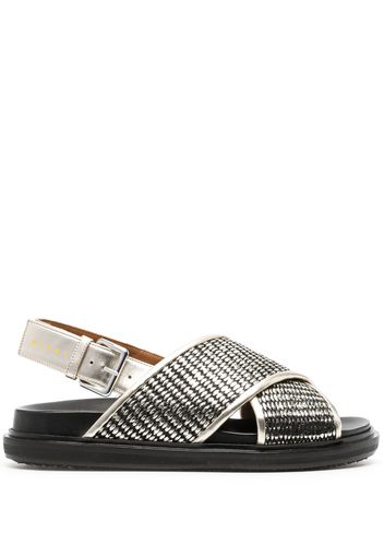 Marni Fussbett metallic raffia sandals - Gold