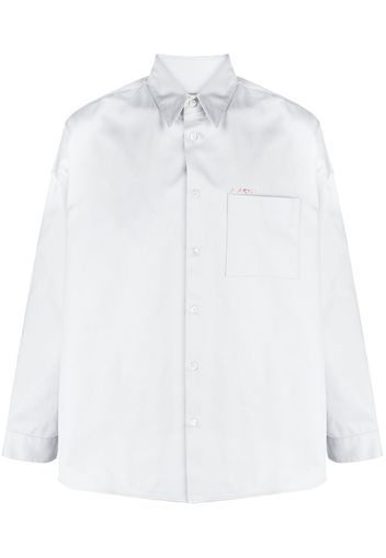 Marni logo-embroidered cotton shirt - Grau