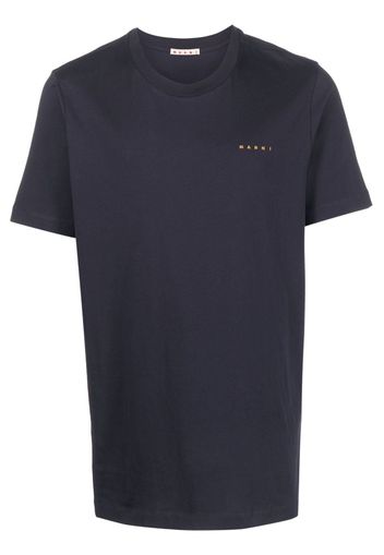 Marni logo-print cotton T-shirt - Blau