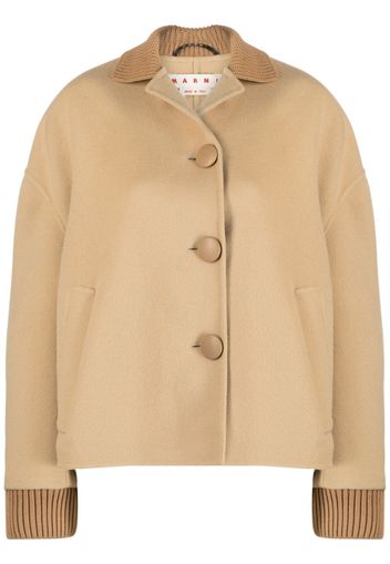 Marni cropped virgin wool-cashmere jacket - Nude