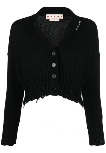 Marni distressed V-neck cardigan - Schwarz