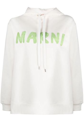 Marni logo-print cotton hoodie - Weiß