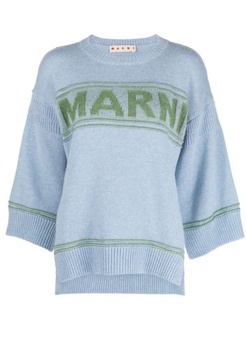 Marni intarsia-logo virgin-wool sweater - Blau