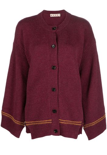 Marni logo-intarsia virgin-wool cardigan - Rot