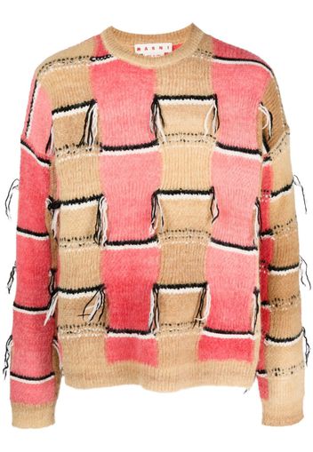 Marni geometric-embroidered ribbed jumper - Nude