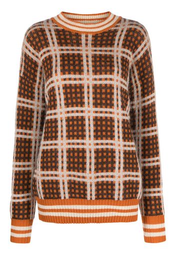 Marni checked crew neck jumper - Orange