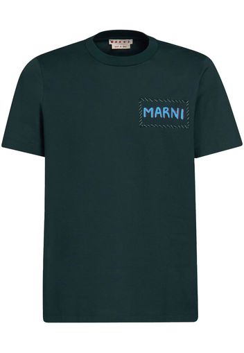 Marni T-Shirt mit Logo-Patch - Blau