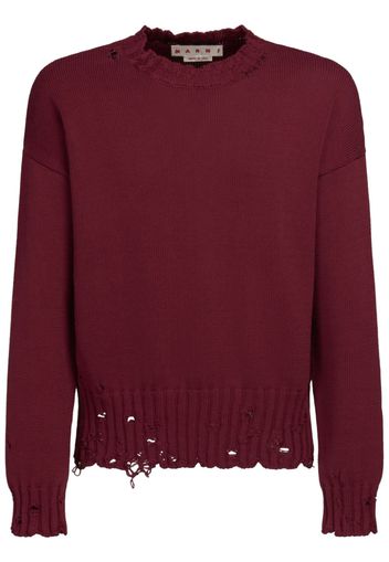 Marni ripped crew neck jumper - Rot