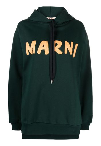 Marni logo-print cotton hoodie - Grün