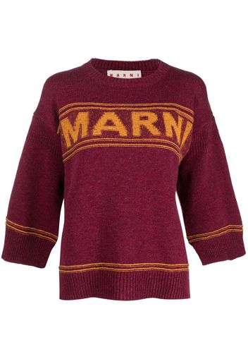 Marni intarsia-logo virgin-wool sweater - Rot