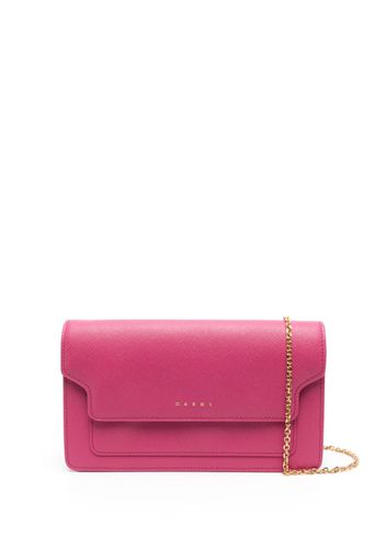 Marni logo-stamp leather crossbody bag - Rosa