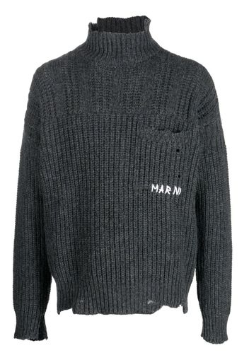 Marni Distressed-Pullover mit Zopfmuster - Grau