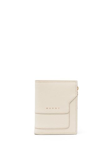 Marni panelled debossed-logo leather wallet - Nude