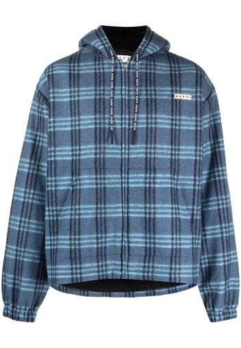 Marni logo-patch check-print jacket - Blau