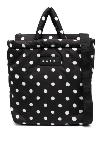 Marni logo-patch polka-dot tote bag - Schwarz