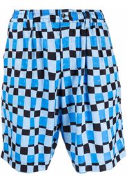 Marni Knielange Shorts mit Karo - Blau