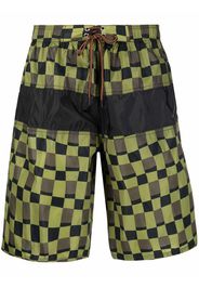 Marni checkerboard drawstring swim shorts - Grün