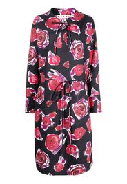 Marni rose-print tie-waist dress - Schwarz