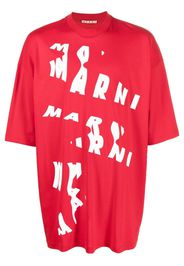 Marni logo-print cotton T-shirt - Rot