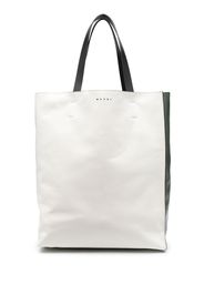 Marni logo-print leather tote bag - Nude