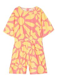 Marni Kids floral-print cotton playsuit - Gelb