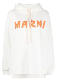 Marni logo-print cotton hoodie - Weiß