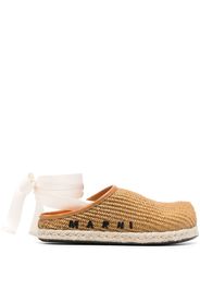 Marni logo-embroidered ribbon loafers - Braun