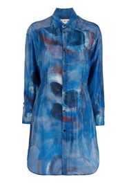 Marni illustration-style print silk shirtdress - Blau