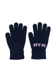 Marni Kids Intarsien-Handschuhe mit Logo - Blau