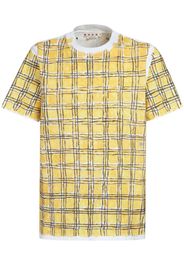 Marni T-Shirt mit Gittermuster - Gelb