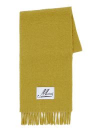 Marni logo-patch knitted scarf - Gelb