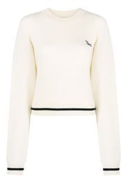 Marni logo-embroidered waffle-knit jumper - Nude