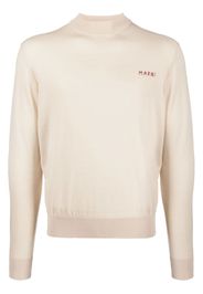 Marni embroidered-logo virgin-wool jumper - Nude